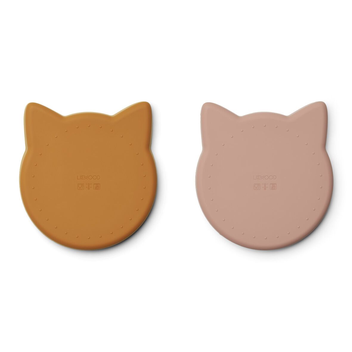 Liewood Marty Teller „Cat mustard : dark rose mix“, Silikon Kinderteller, 2er-Set 03