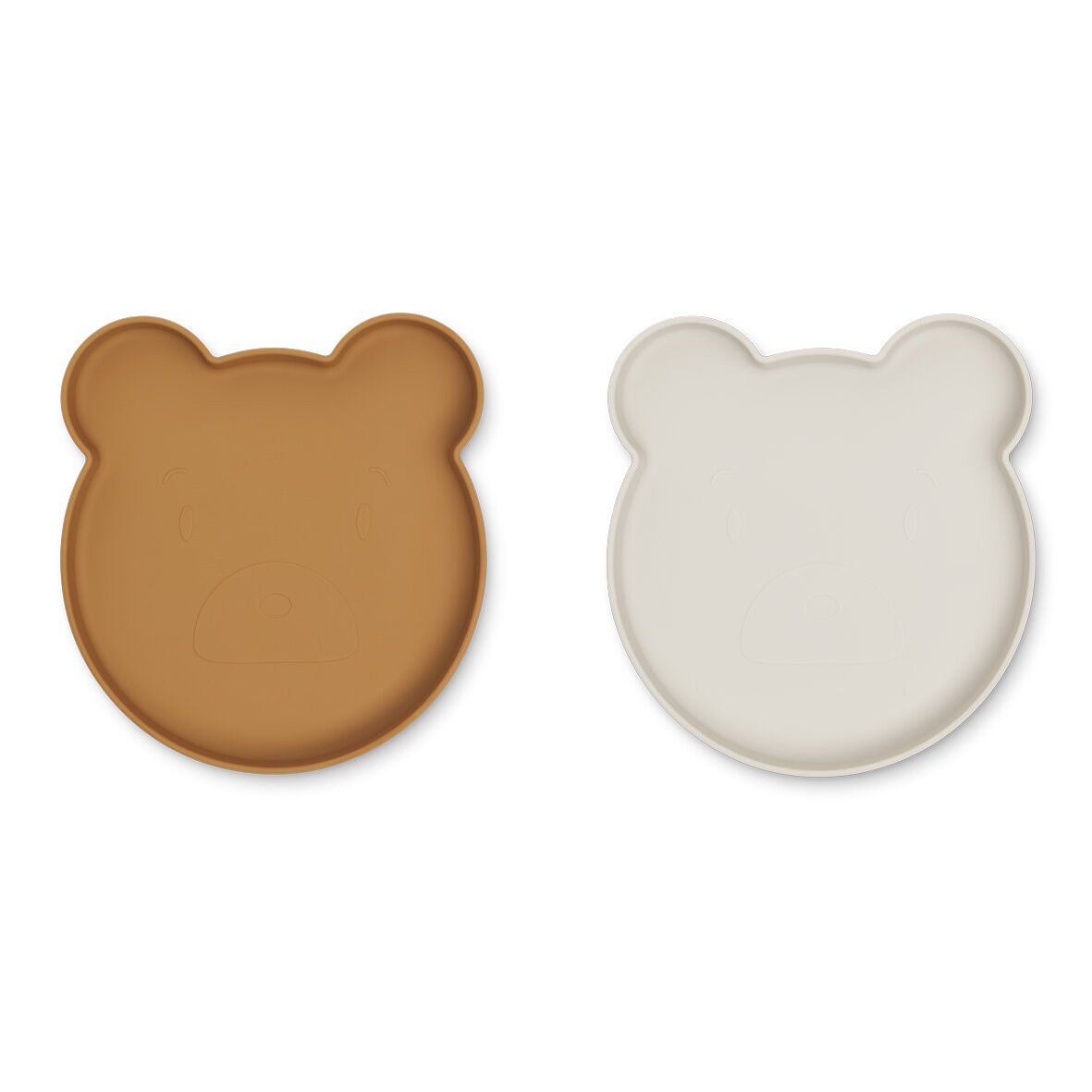 Liewood Marty Teller „Mr. Bear golden caramel : sandy mix“, Silikon Kinderteller, 2er-Set 01