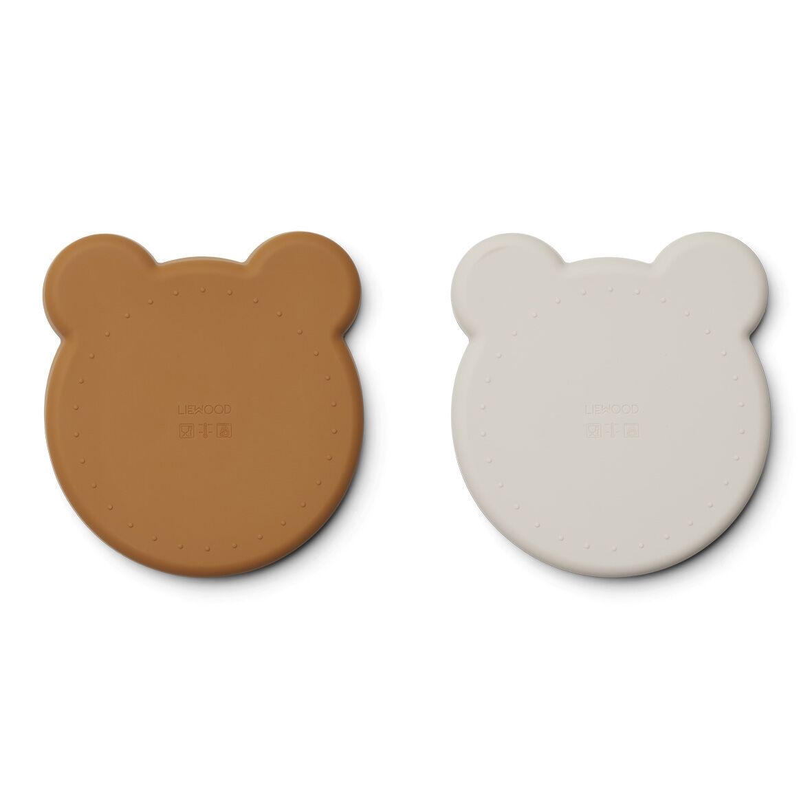 Liewood Marty Teller „Mr. Bear golden caramel : sandy mix“, Silikon Kinderteller, 2er-Set 03