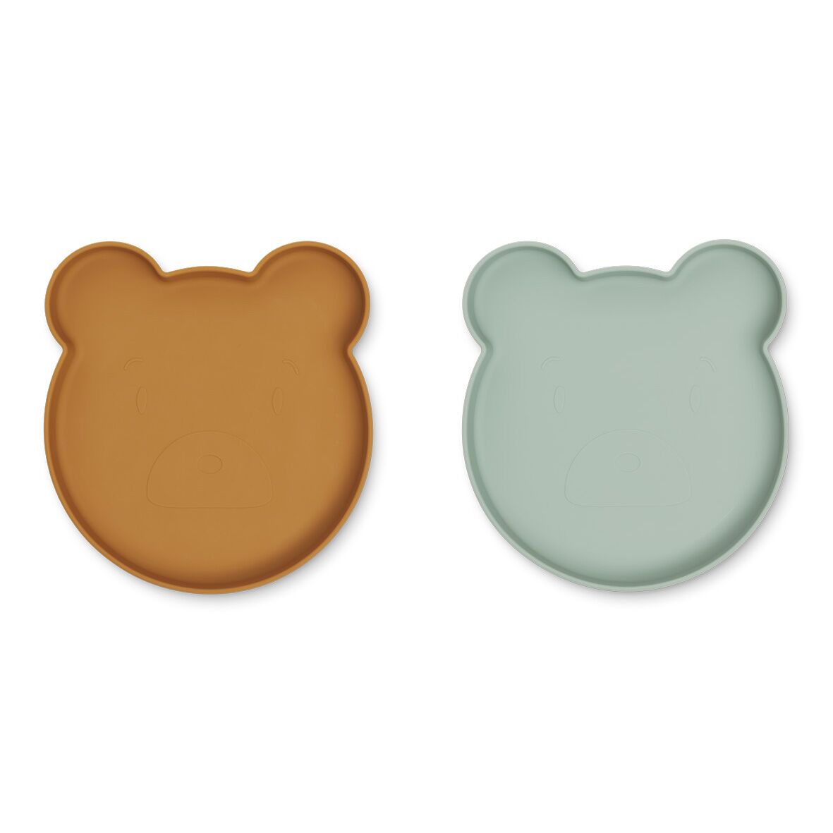 Liewood Marty Teller „Mr. Bear mustard : peppermint mix“, Silikon Kinderteller, 2er-Set 01
