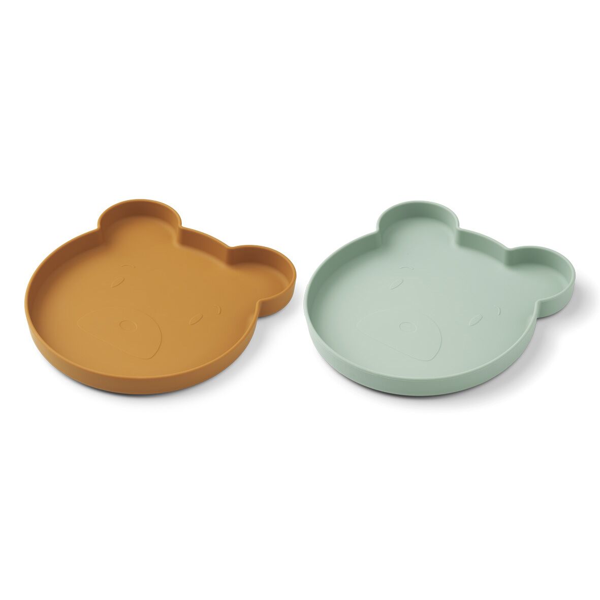 Liewood Marty Teller „Mr. Bear mustard : peppermint mix“, Silikon Kinderteller, 2er-Set 02