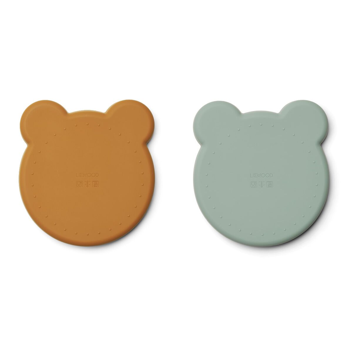 Liewood Marty Teller „Mr. Bear mustard : peppermint mix“, Silikon Kinderteller, 2er-Set 03