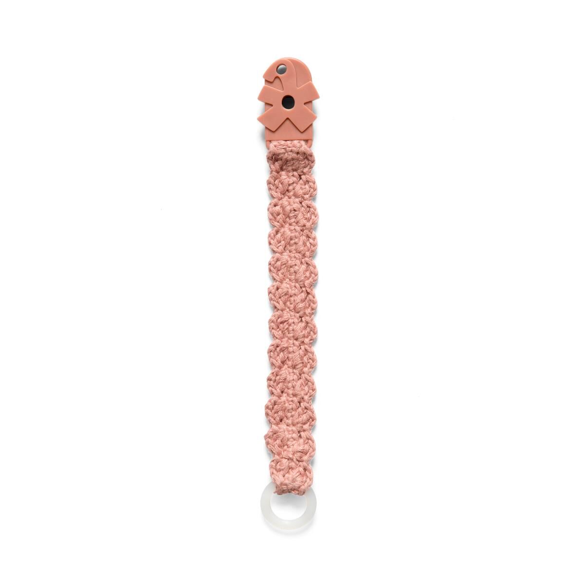 Sebra Häkel-Schnullerkette, Schnullerband, blossom pink