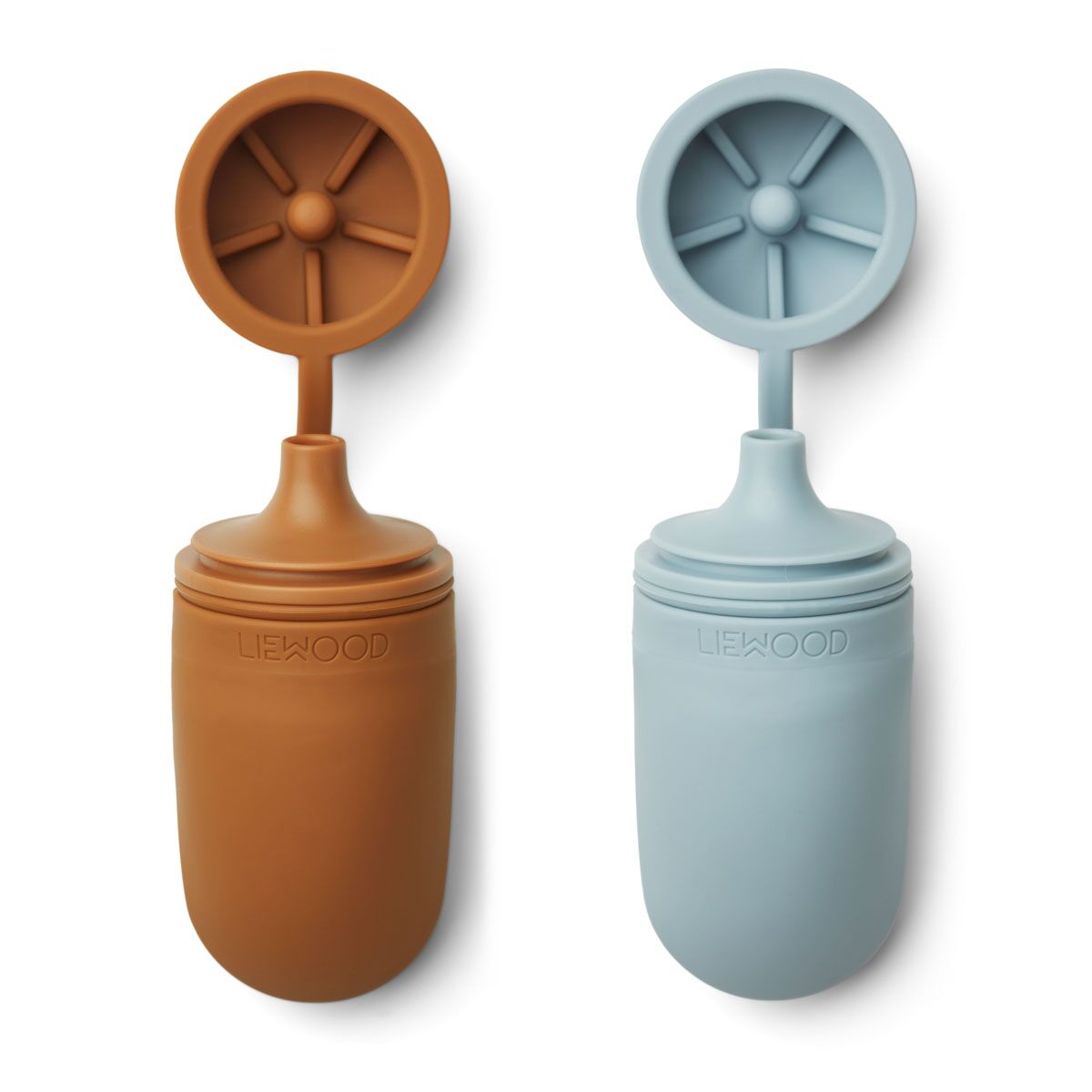 DELISTED Liewood Tanya Smoothie-Flasche „Mustard / sea blue mix“, Silikon, 2er-Pack – Bild 2