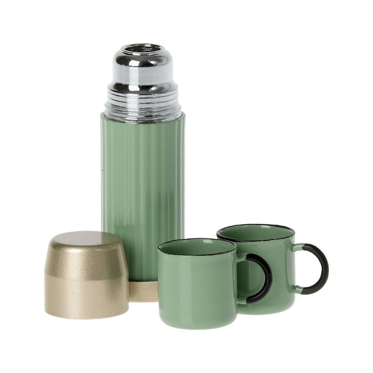 Maileg Miniatur Thermoskanne-Becher-Set „Mint“, 3er-Set, H6cm 01