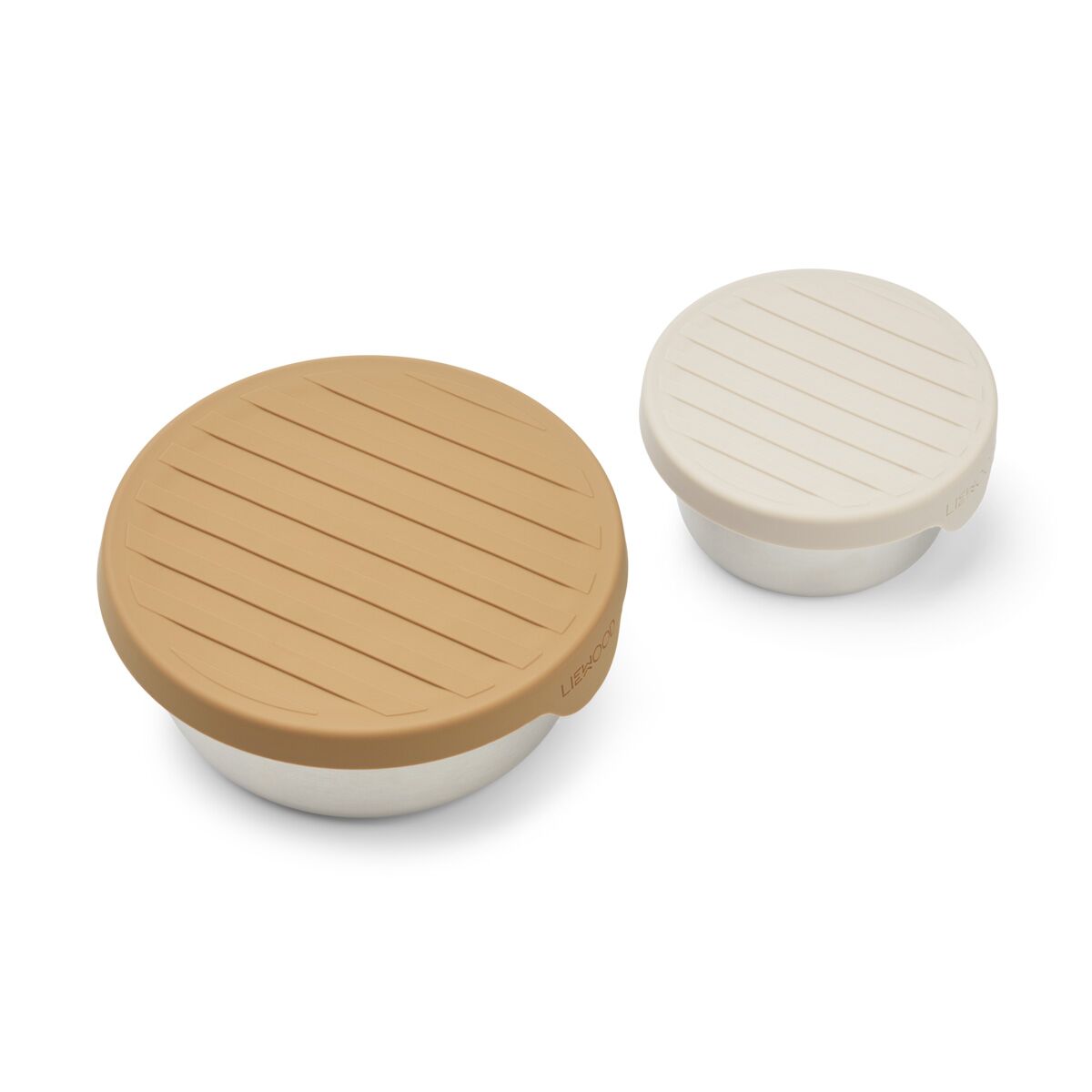 DELISTED Liewood Fiby Snackbox-Set „Sandy / oat mix“, Edelstahl mit Silikon-Deckel