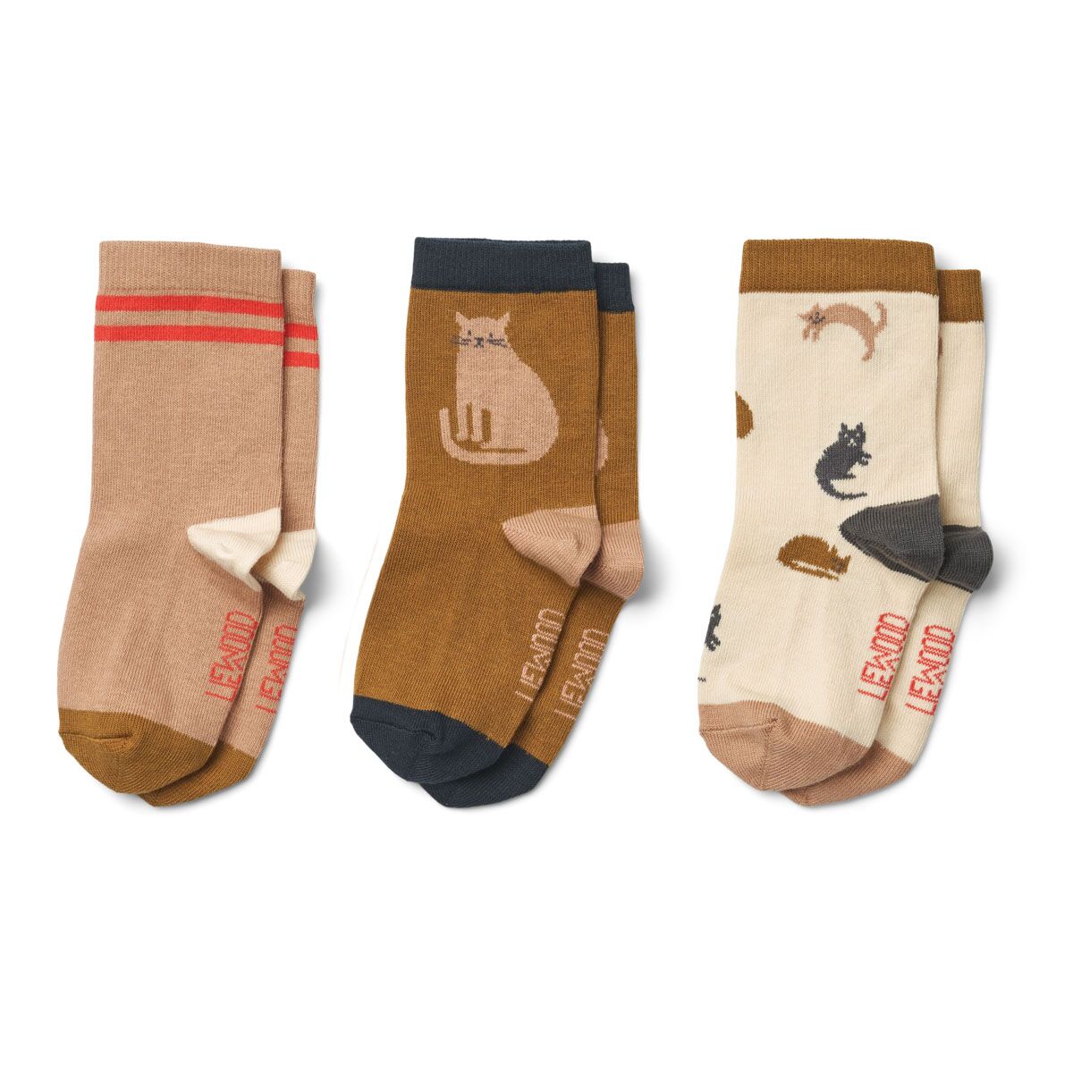 Liewood Silas Kindersocken „Miauw / Apple blossom mix“, 3er-Pack, 0-7 Jahre