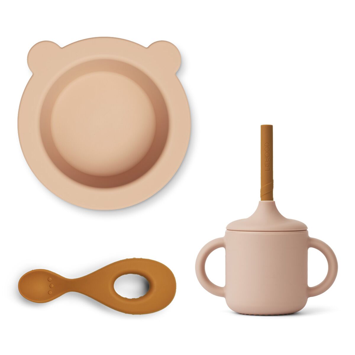 Liewood Kali Babygeschirr-Set „Rose multi mix“, 3-teilig, Silikon