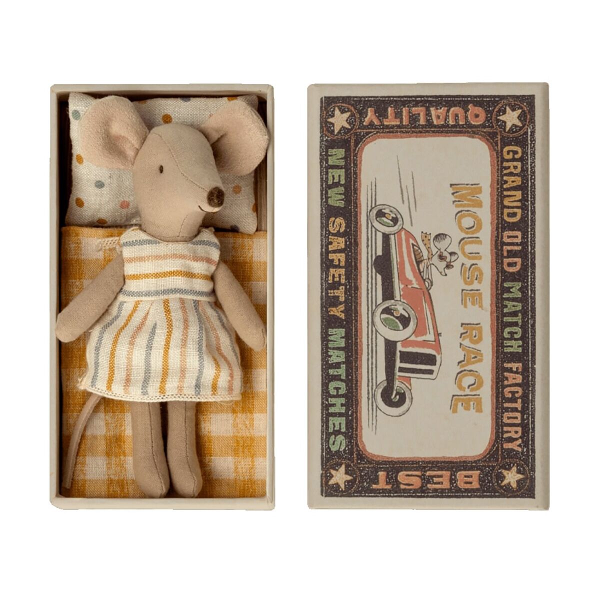 DELISTED Maileg Big Sister Maus in der Box „mit gestreiftem Kleid“ - H13cm – Bild 3