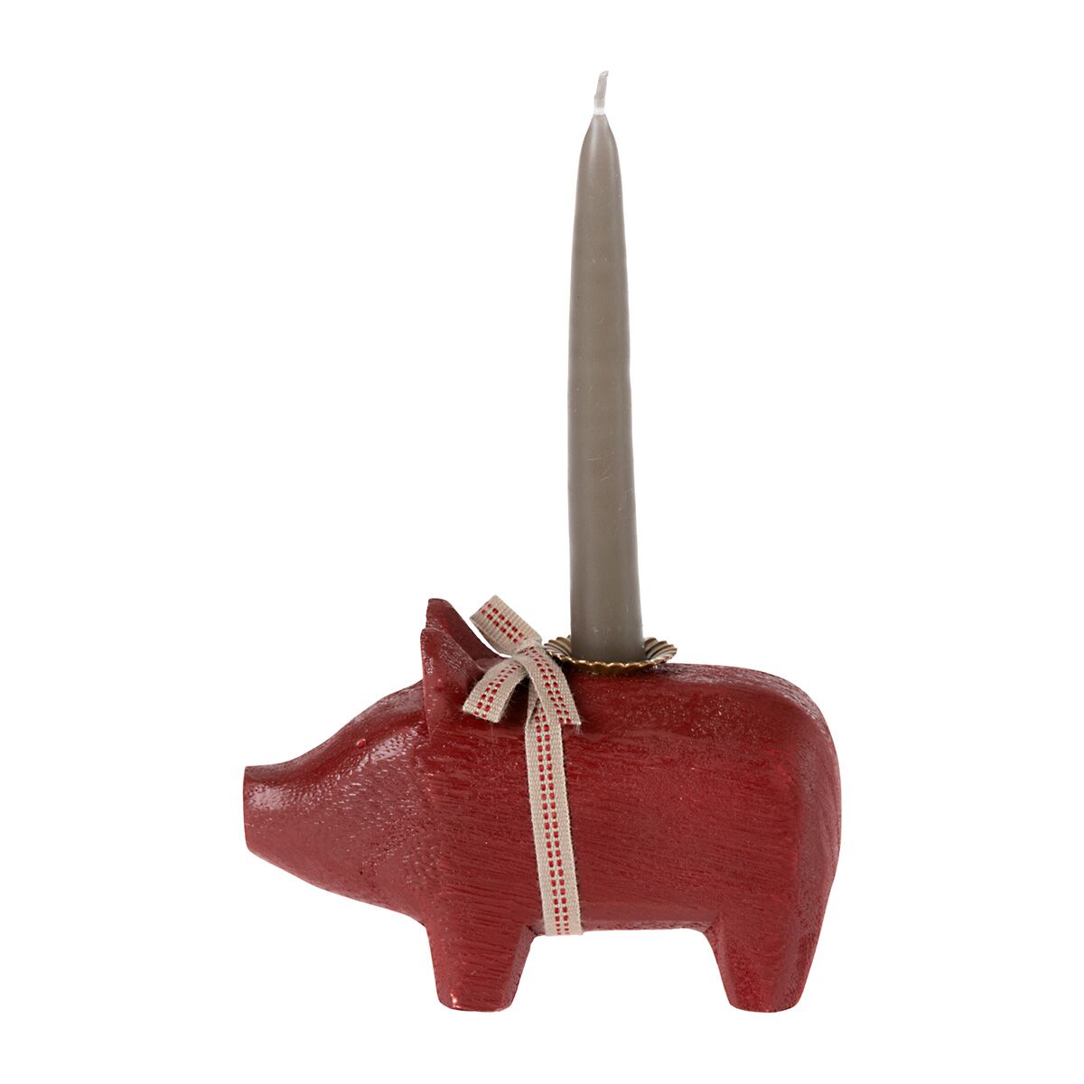 DELISTED Maileg Holzschwein, roter Kerzenhalter, small, 1-flammig, 10cm – Bild 2