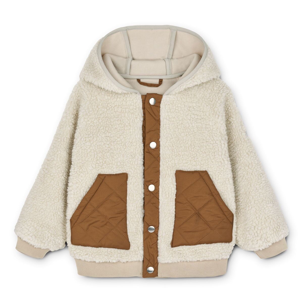 Liewood Yves Sherpa Kapuzenjacke für Kinder „Pecan / Sandy mix“, 1-6J