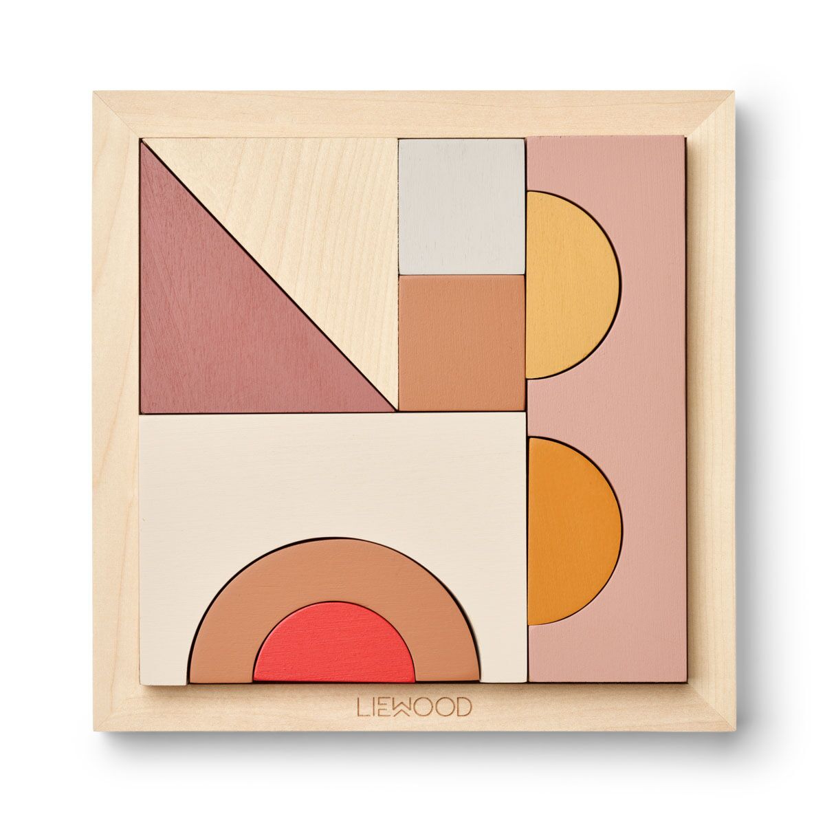 Liewood Geometrisches Holzpuzzle Ishan „Rose multi mix“, Holzbausteine