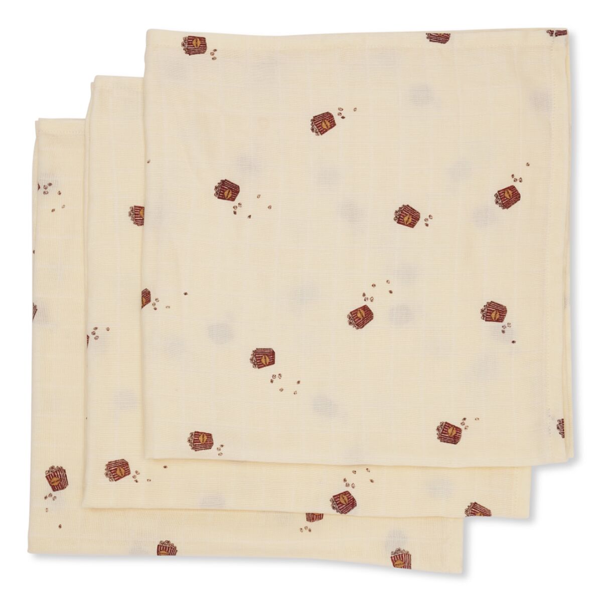 DELISTED Konges Sløjd Musselin Tuch-Set „Popcorn“, 65cm, 3er-Set