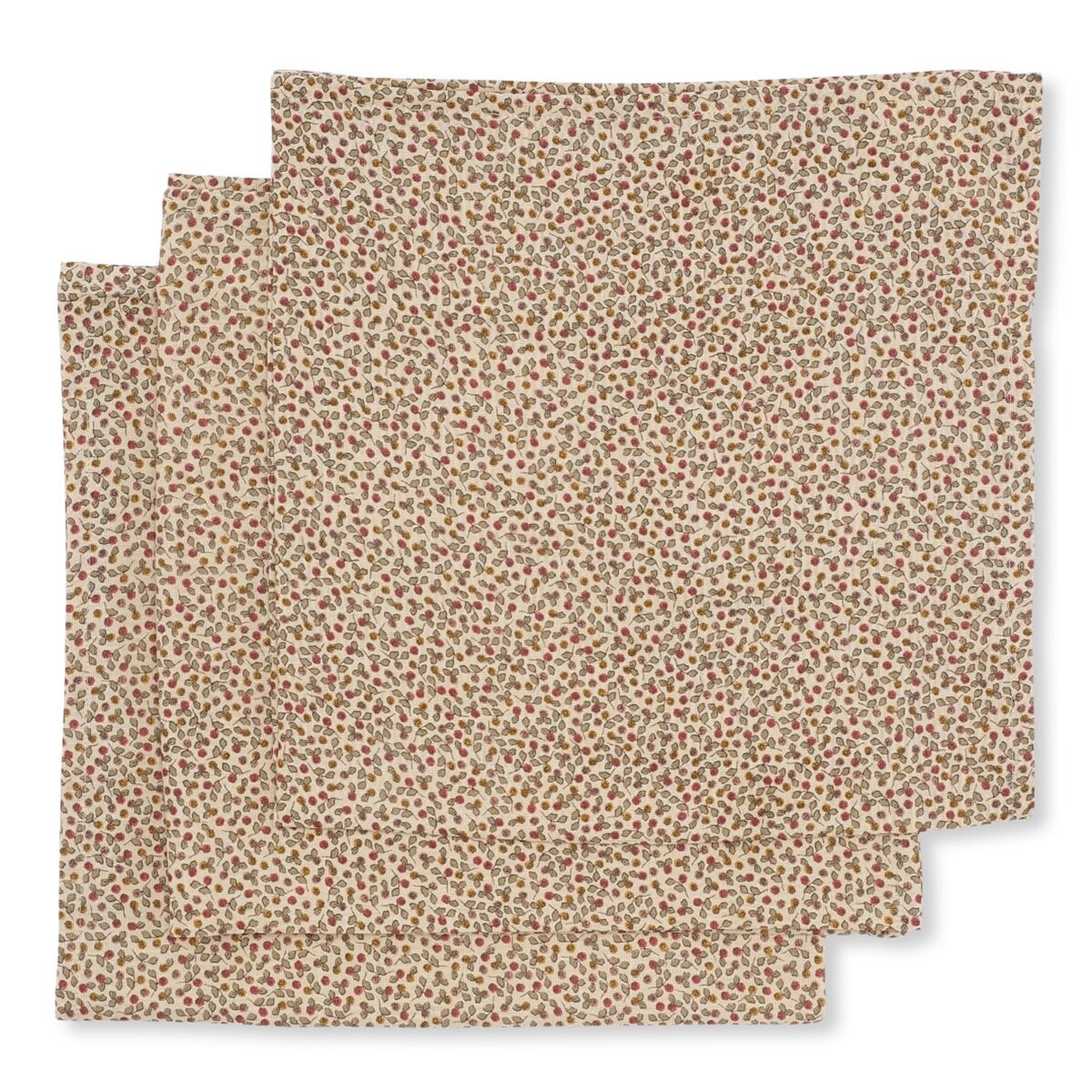 DELISTED Konges Sløjd Musselin Tuch-Set „Rosaraie Red“, 65cm, 3er-Set