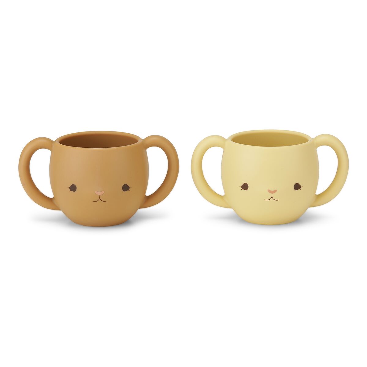DELISTED Konges Sløjd Silikon-Kinderbecher mit Griffen „Limonade / Almond“, 2er-Set