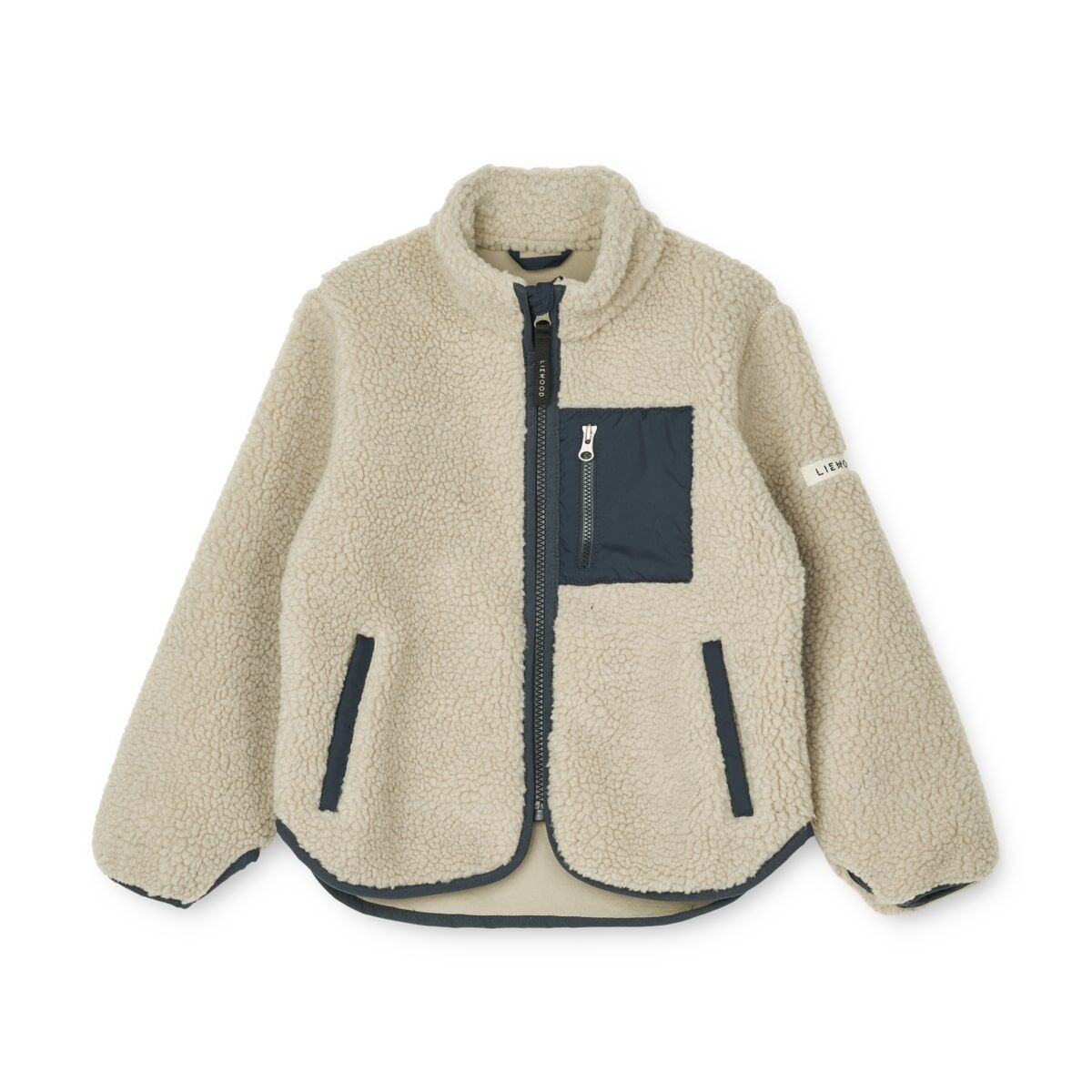 DELISTED Liewood Nolan Sherpa Jacke für Kinder „Mist / Midnight navy“, Gr. 80