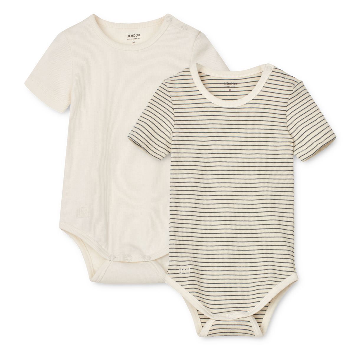 Liewood Baby-Body Yanni „Whale blue / Creme de la creme“, 2er-Set, Gr. 56-92
