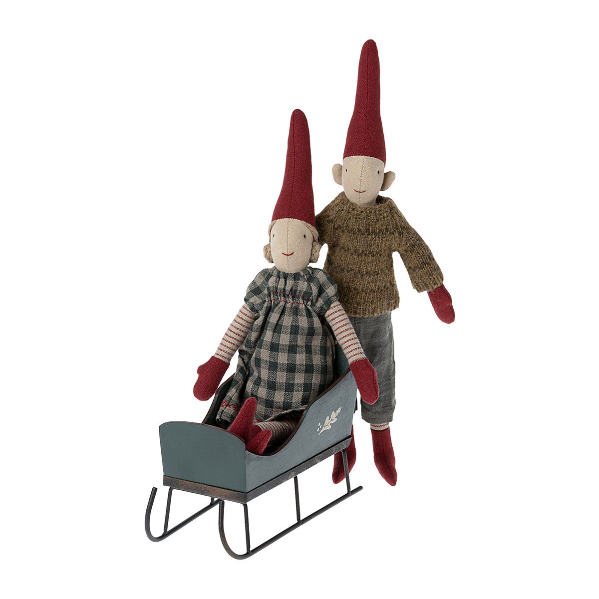 Maileg Miniatur Schlitten „grün“ für kl. Weihnachtswichtel, 12x8cm – Bild 2