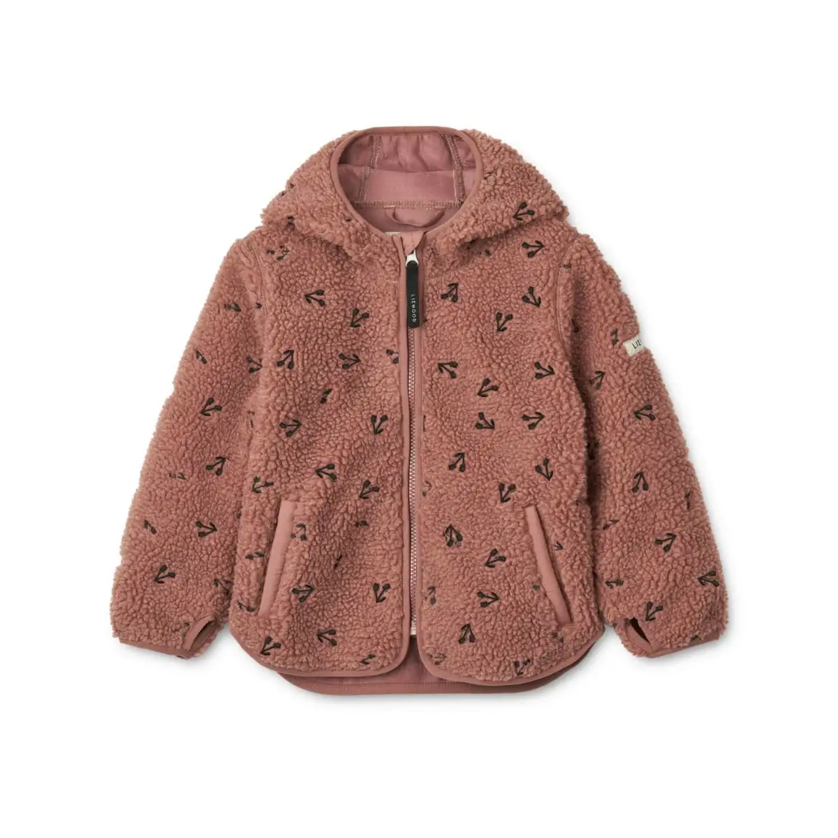 Liewood Mara Sherpa Jacke mit Kapuze „Cherries / Dark rosetta“