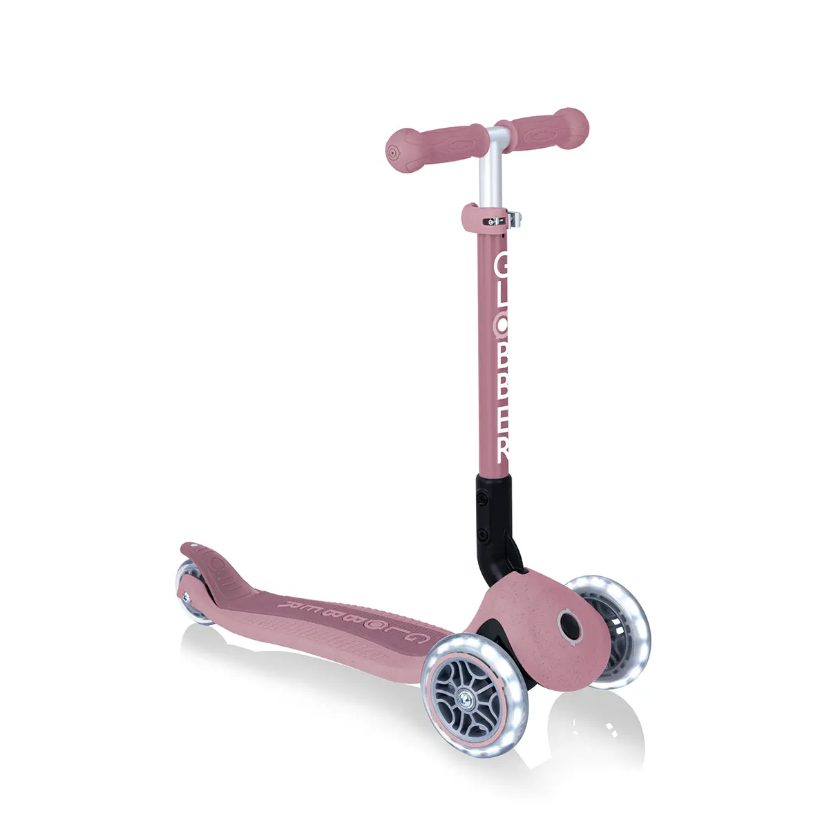 Globber Roller Junior Foldable Lights ECO mit Leuchtrollen – Beere, 2-6 Jahre