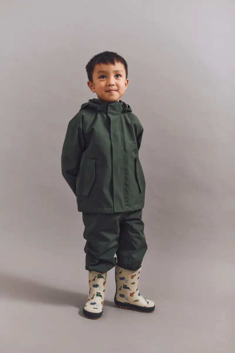 Liewood Mason Thermo-Regenstiefel „Dino : Nebelgrau“, Teddyfutter
