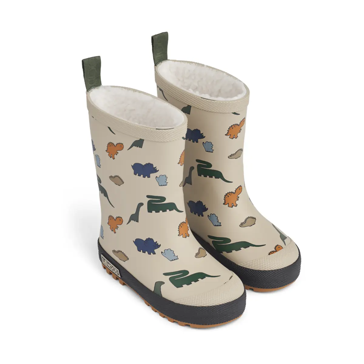 Liewood Mason Thermo-Regenstiefel „Dino : Nebelgrau“, Teddyfutter