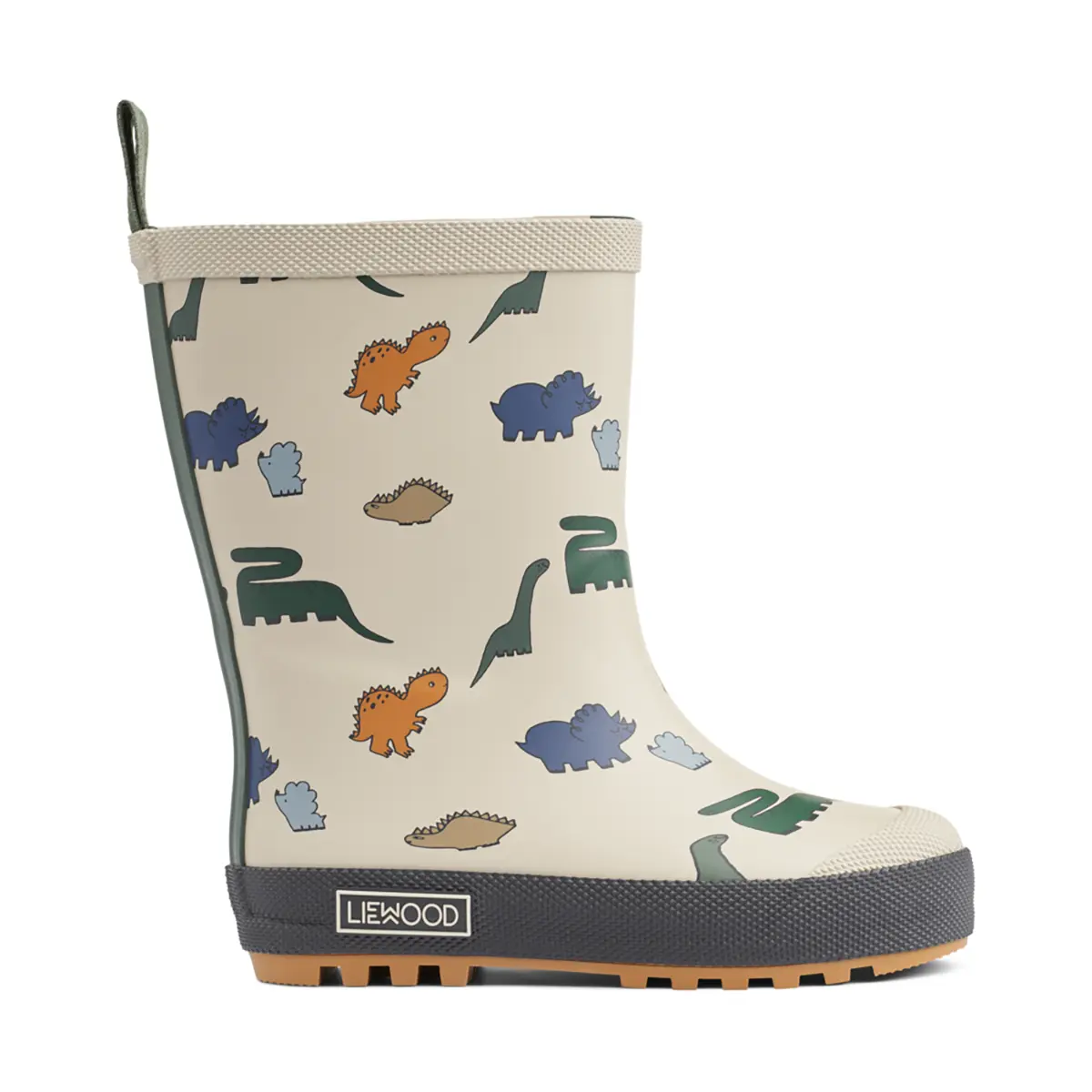 Liewood Mason Thermo-Regenstiefel „Dino : Nebelgrau“, Teddyfutter