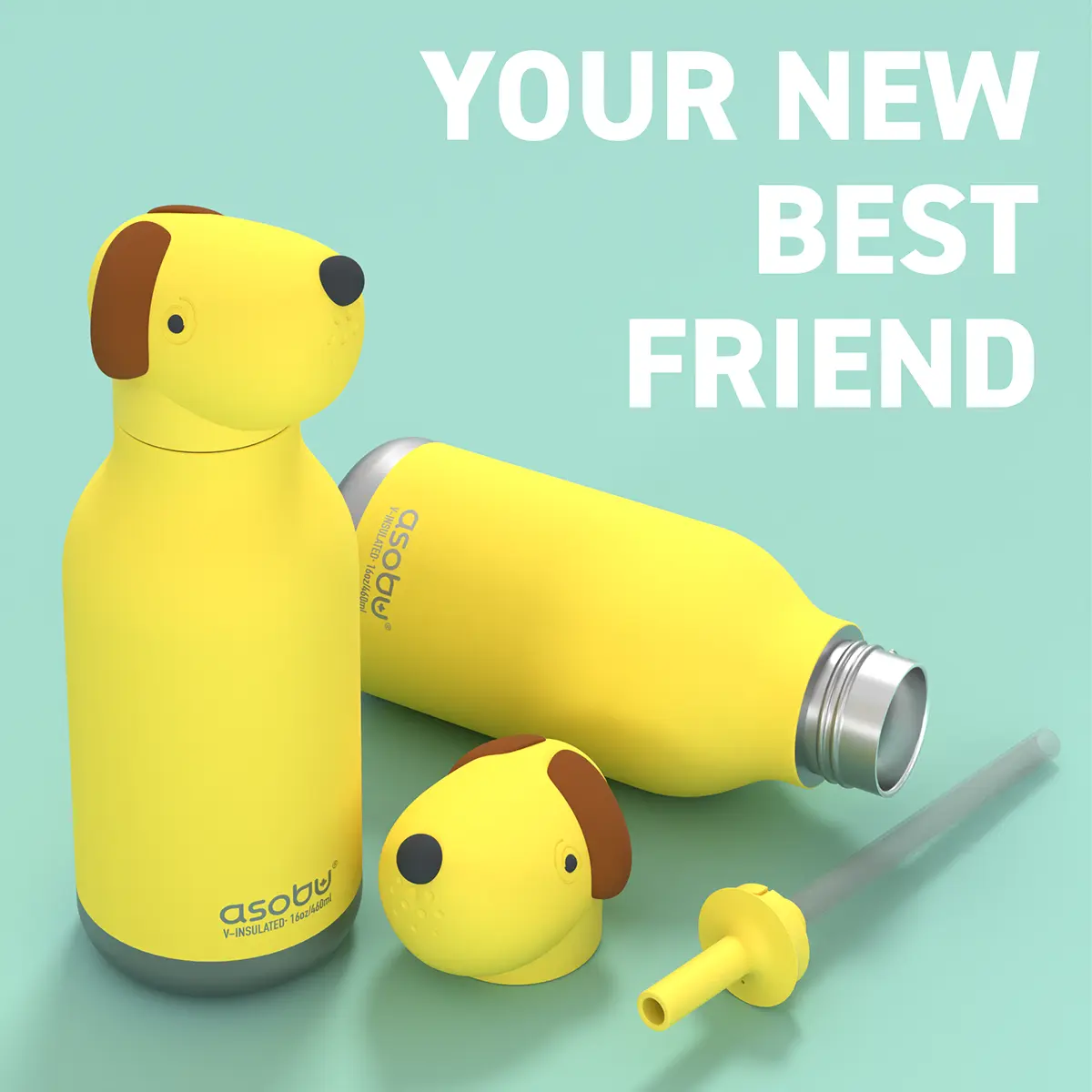 ASOBU Bestie Trinkflasche „Duke der Hund“, 460 ml