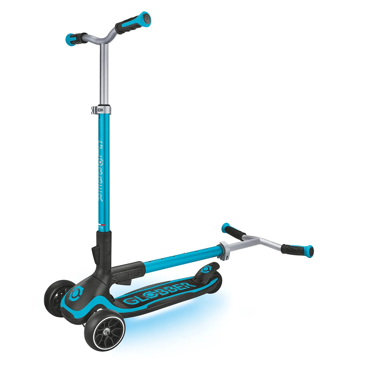 Globber Roller Ultimum Lights mit Leuchtmodul – Blau, 12 Licht-Programme, 5-99 Jahre, bis 100kg