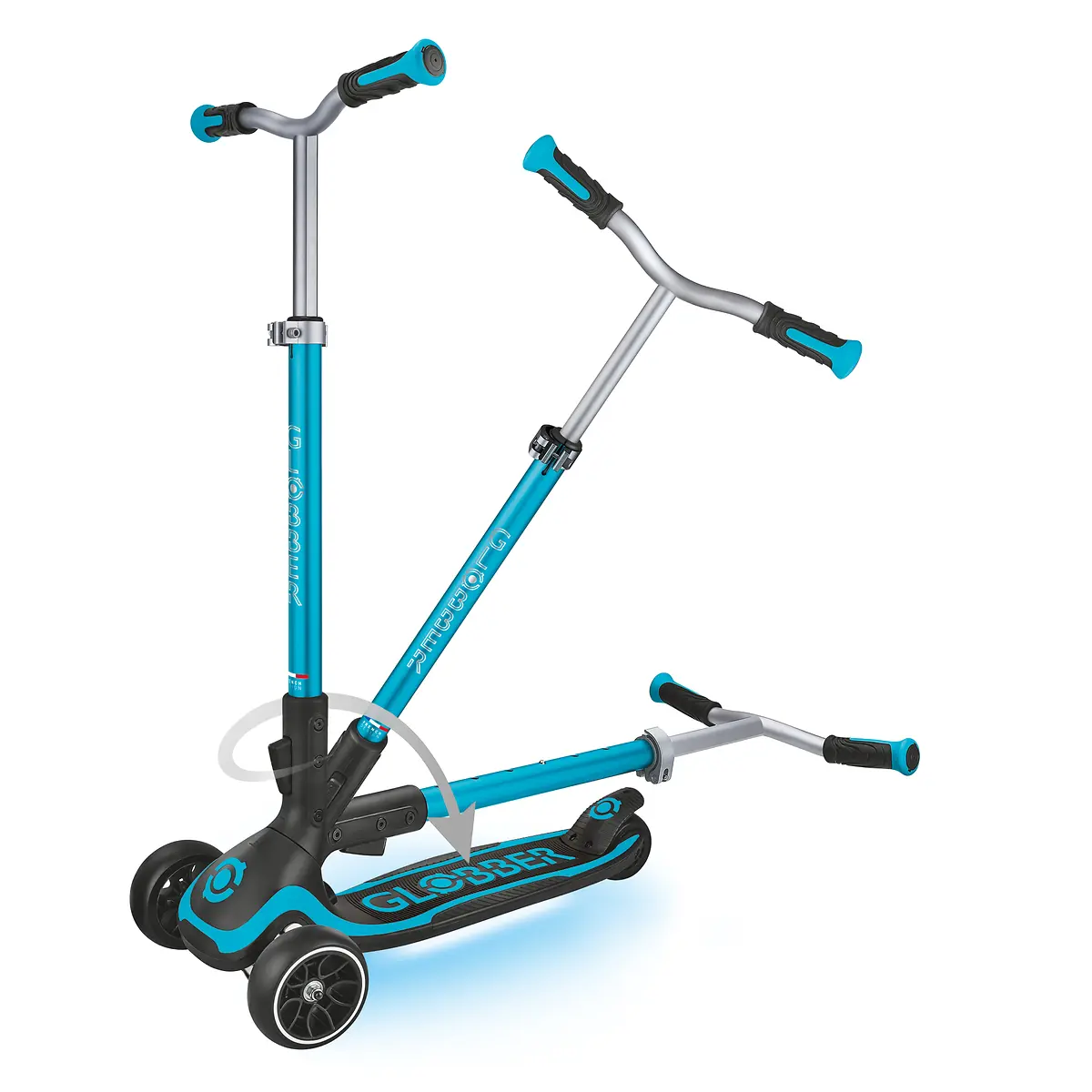 Globber Roller Ultimum Lights mit Leuchtmodul – Blau, 12 Licht-Programme, 5-99 Jahre, bis 100kg
