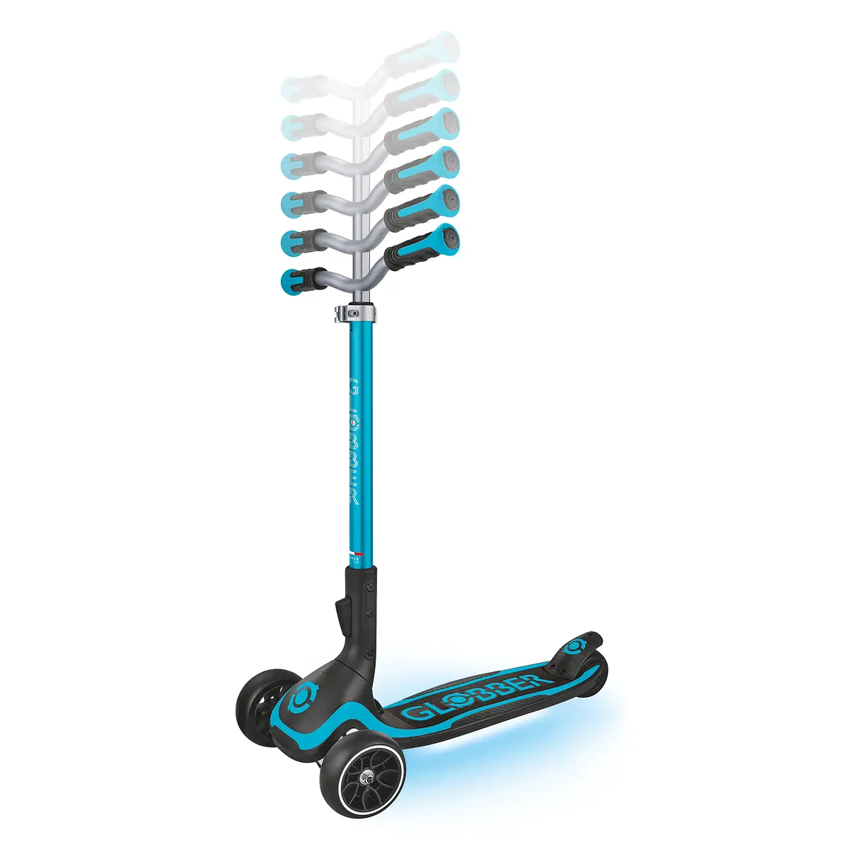 Globber Roller Ultimum Lights mit Leuchtmodul – Blau, 12 Licht-Programme, 5-99 Jahre, bis 100kg