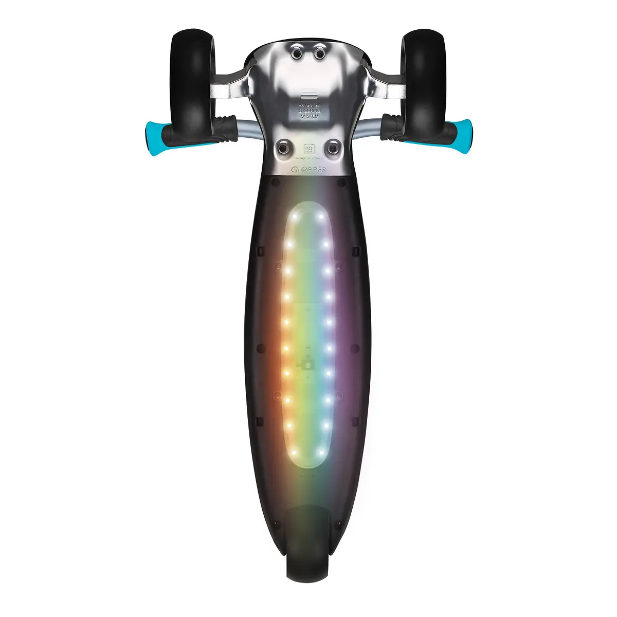 Globber Roller Ultimum Lights mit Leuchtmodul – Blau, 12 Licht-Programme, 5-99 Jahre, bis 100kg