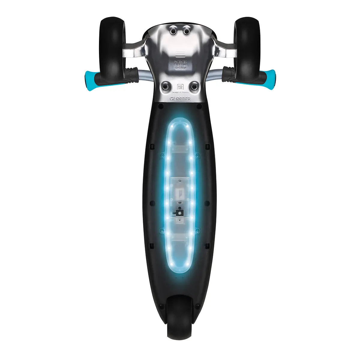 Globber Roller Ultimum Lights mit Leuchtmodul – Blau, 12 Licht-Programme, 5-99 Jahre, bis 100kg