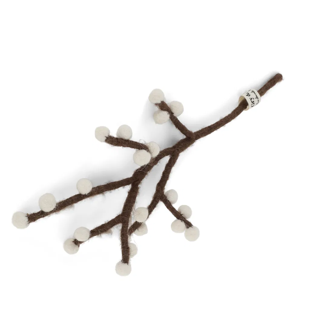 Gry & Sif Filzblumen „Zweig mit weißen Beeren“ 19cm