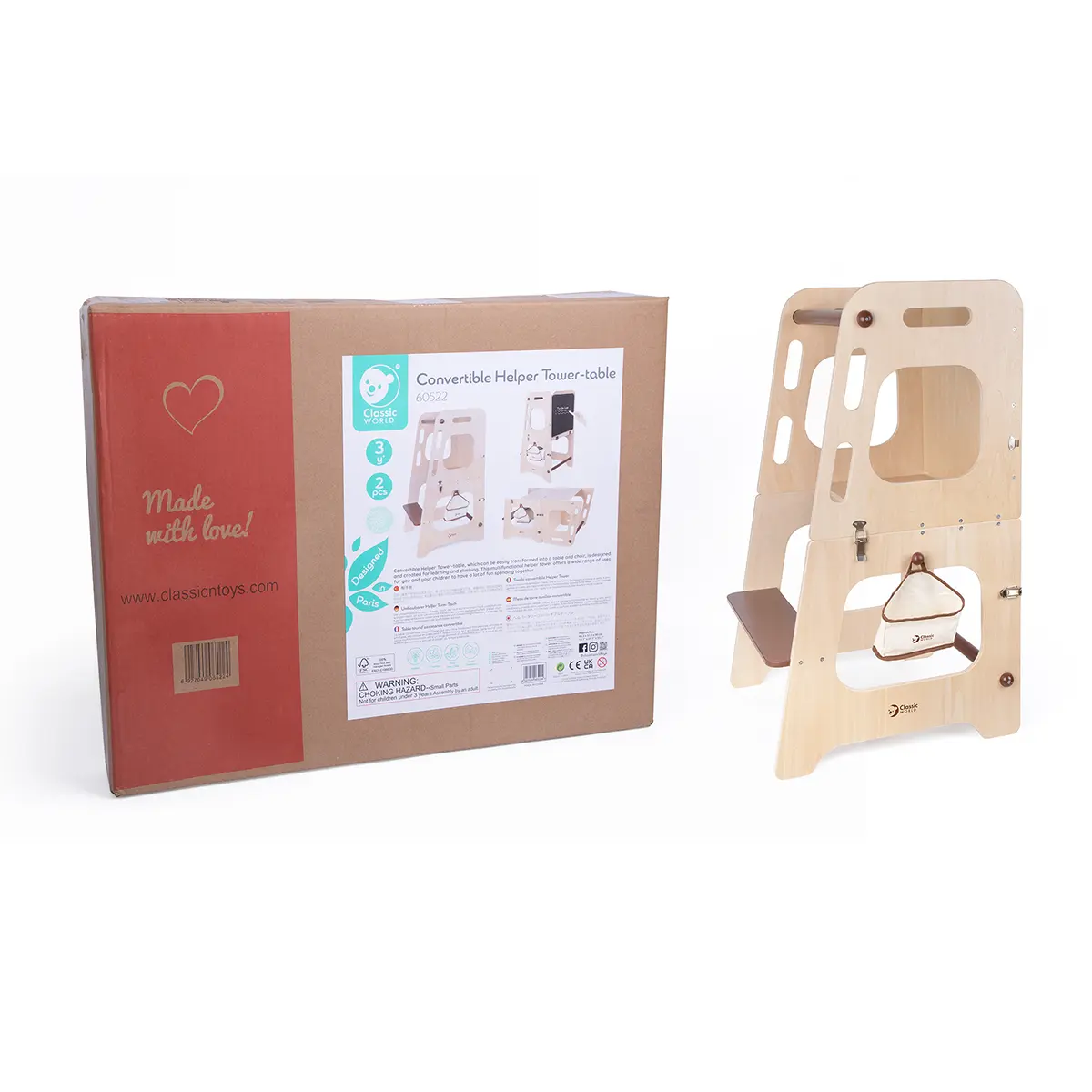 Classic World Faltbarer 3in1 Lernturm, Tisch und Stuhl