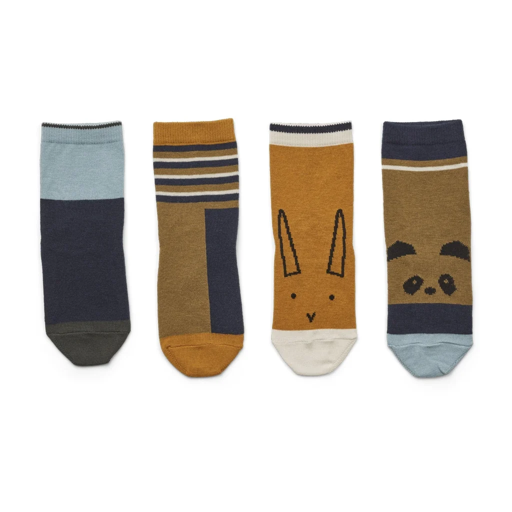 Liewood Baumwollsocken Silas „Olive green multi mix“, 4er-Pack