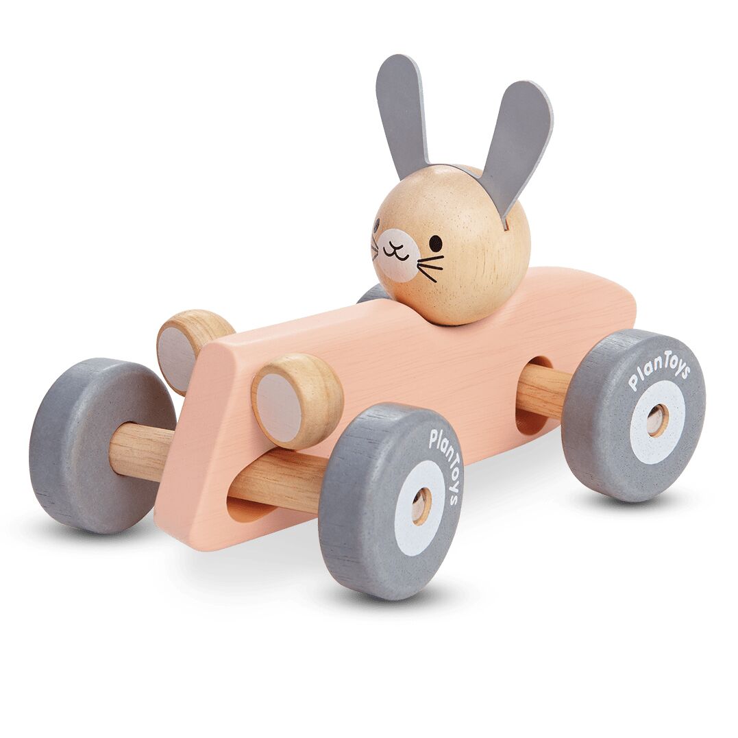 PlanToys Holzauto, Rennwagen mit Hase