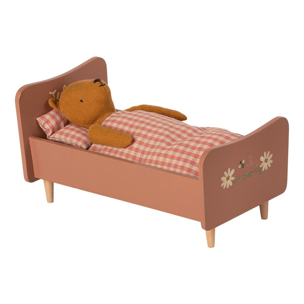 Maileg Puppenbett Teddymama aus Holz „Rose“, 25x14x12cm – Bild 2