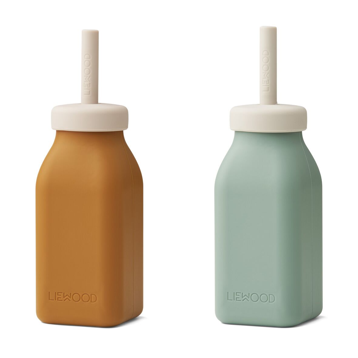 Liewood Erika Milchshake Flasche „Mustrad peppermint mix“ 230ml, 2er-Set, Silikon 01