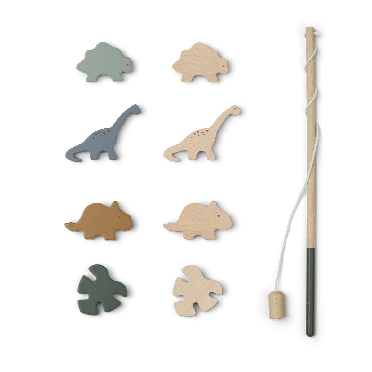 Liewood Angelspiel Sebastian „Dino hunter green multi mix“ Inhalt