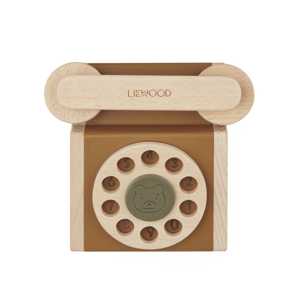 Liewood Spielzeugtelefon Selma „Golden caramel multi mix“, Buchenholz