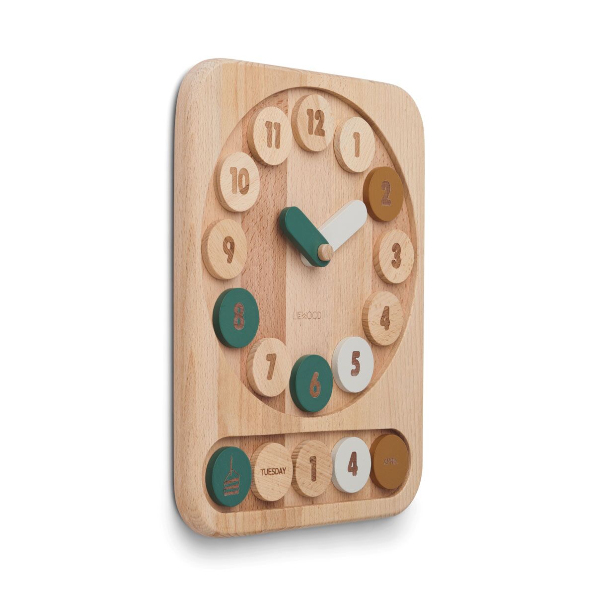 Liewood Spielzeuguhr Yelena „Hunter green multi mix“, Buchenholz