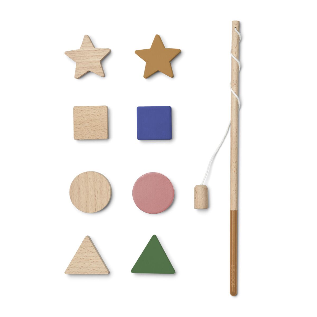Liewood Angelspiel Sebastian „Geometric / Surf blue multi mix“, Buchenholz