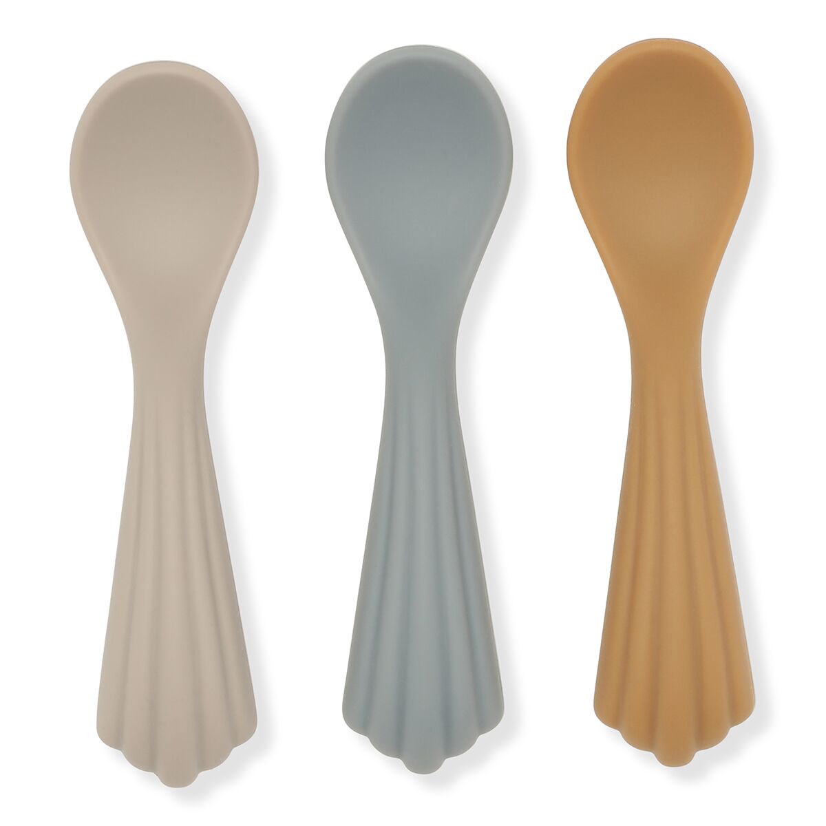 Konges Sløjd Silikon-Kinderlöffel „Muschel / Warm Grey“, 3er-Set