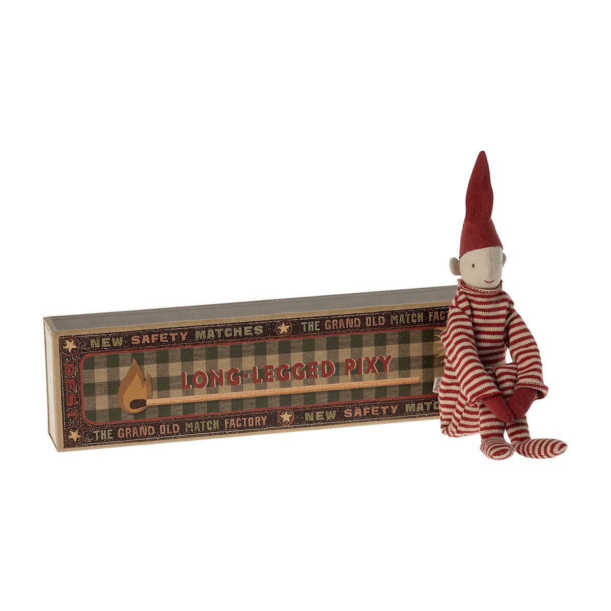 Maileg langbeiniger Weihnachtswichtel, Nisse mit Streichholzschachtel, H34cm – Bild 2