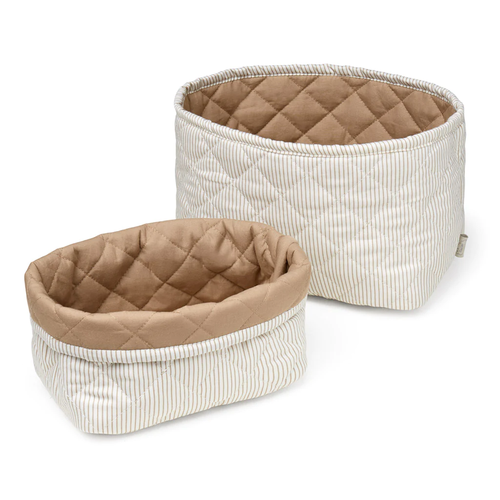 Cam Cam Gesteppte Aufbewahrungskörbe „Classic Stripes Camel / Camel“