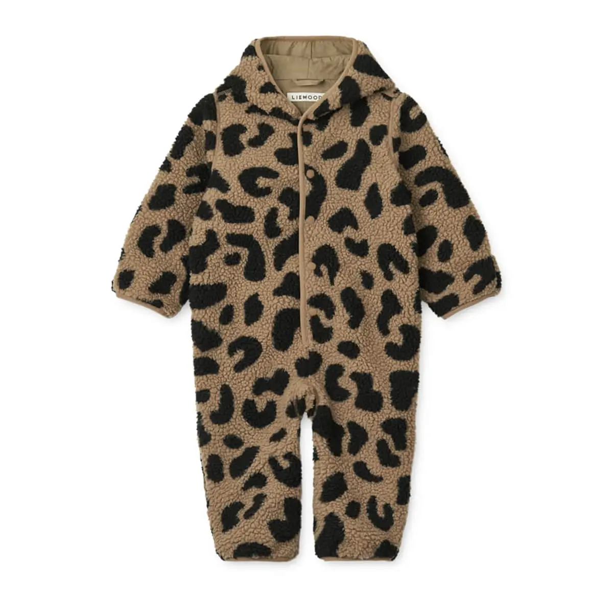 Liewood Fraser Baby-Overall „Mega leo / Oat mix“, Teddystoff, Gr. 62-74