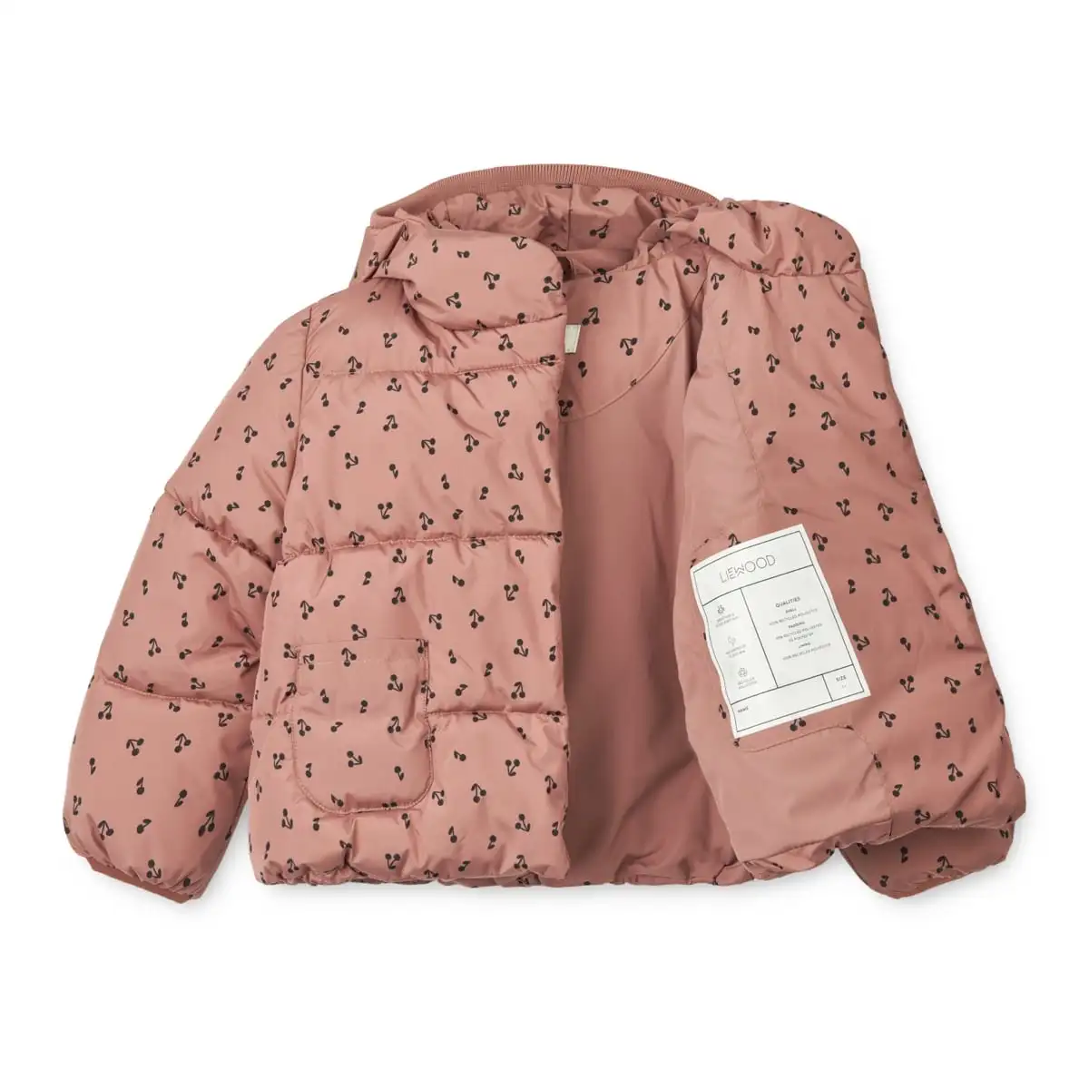 Liewood Kapuzen-Pufferjacke Giovanna „Cherries / Dark rosetta“