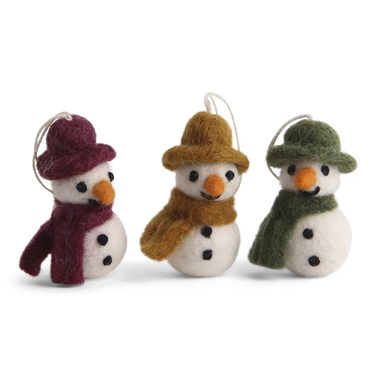 Gry & Sif Weihnachtsbaumschmuck „Schneemänner mit Schal / bunt“ 3er-Set