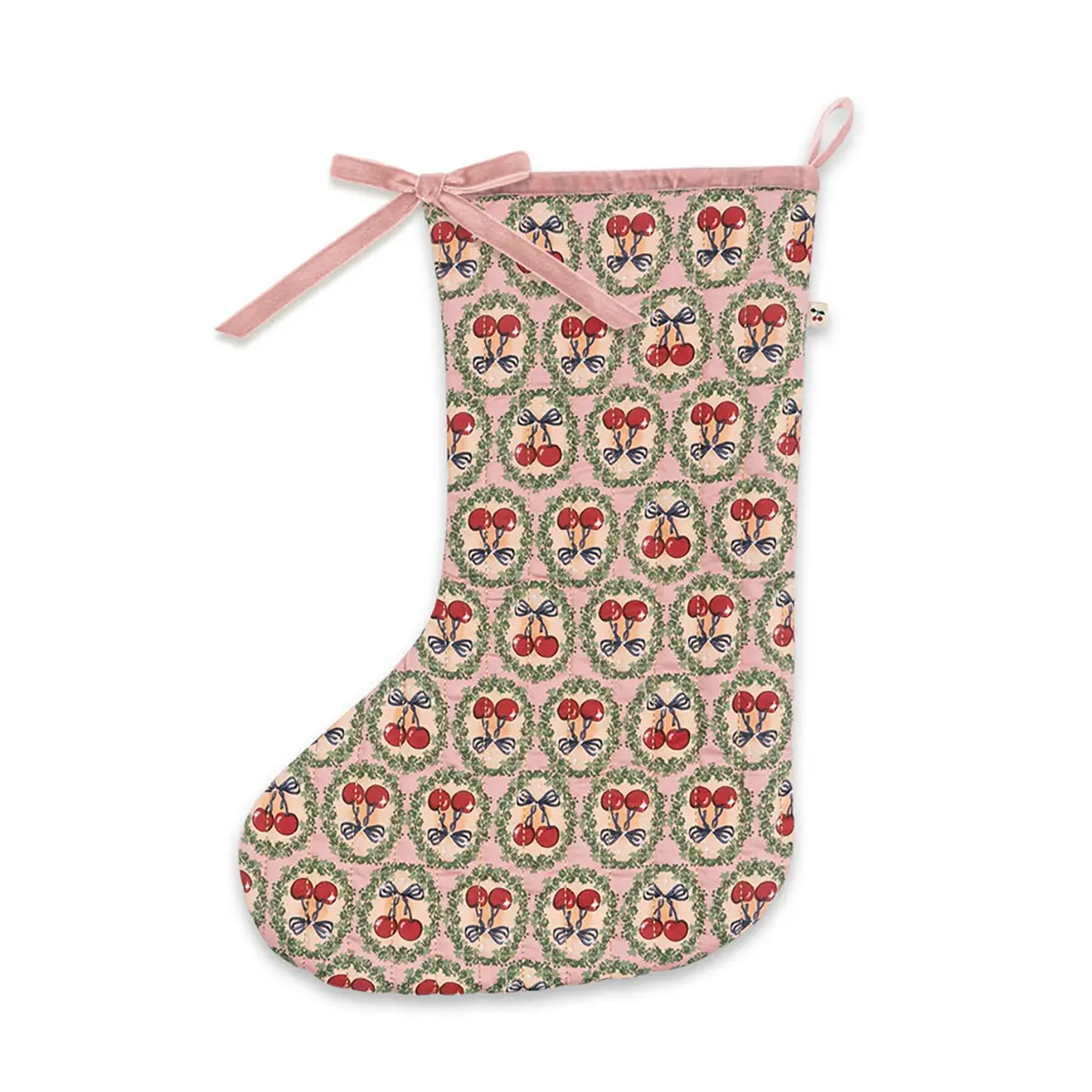 Konges Sløjd Weihnachtsstrumpf „Cherry Bow“, 44x31cm